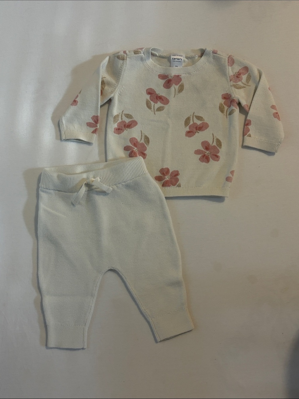 Carter's Cream Knit Floral Sweater & Pants Set